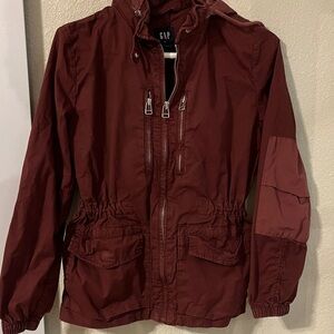 Gap 2-Toned Maroon Cargo Jacket with Detachable Hood